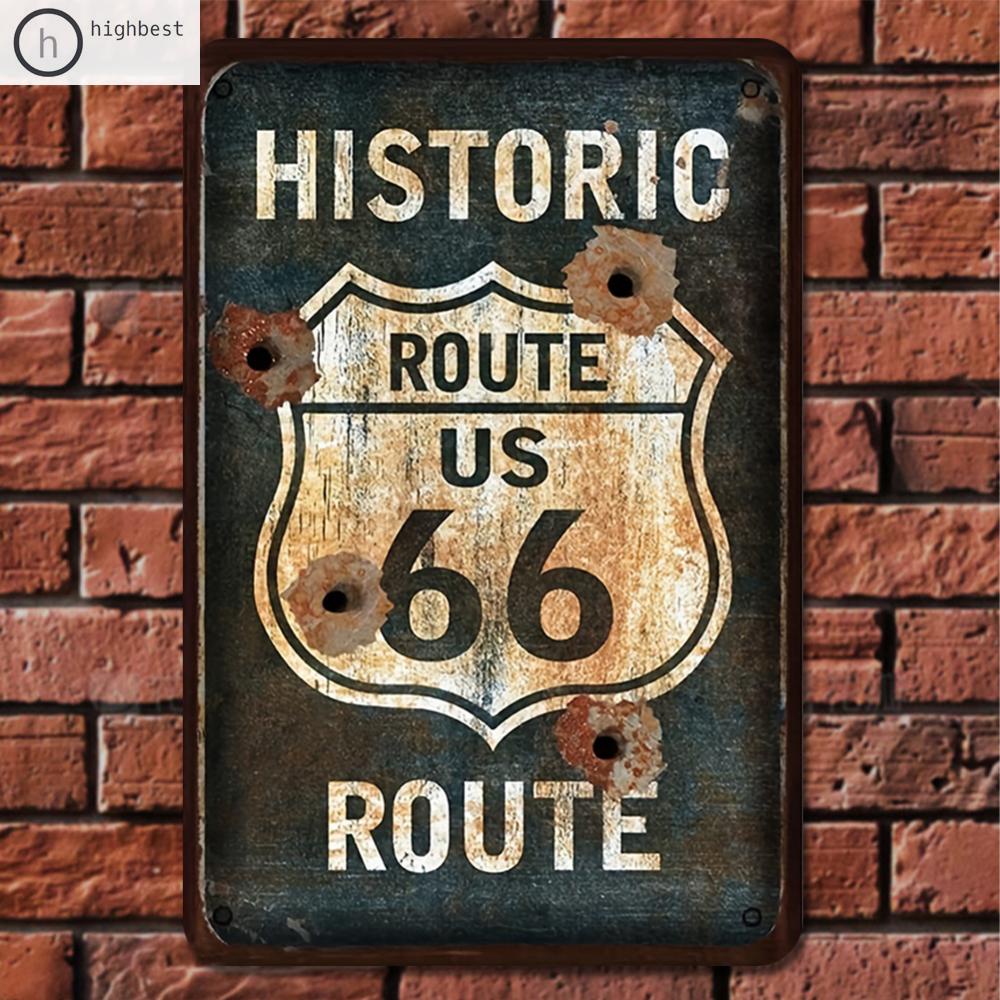 [Highbest.th] แผ่นโลหะ ทรงสี่เหลี่ยมผืนผ้า 66 สไตล์วินเทจ ขนาด 20x30 ซม. สําหรับตกแต่งผนัง