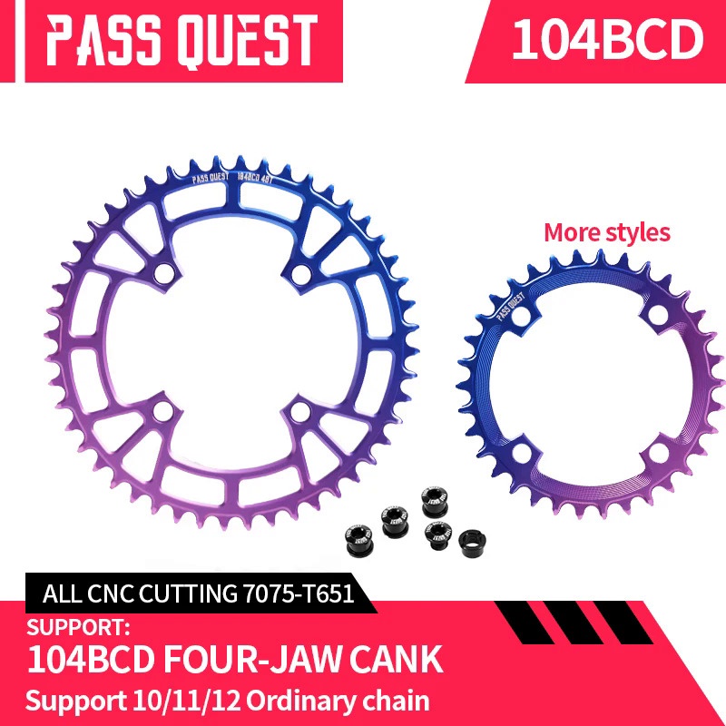 PASS Quest-ใบจานกว้างแคบ, จักรยานกรวดถนน MTB, การไล่ระดับสี chainwheel สำหรับ XT, Zee, DEORE, SLX, X