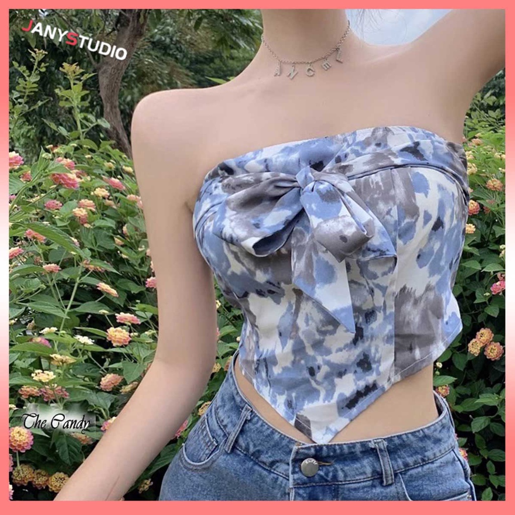 เสื้อครอปลายดอกไม้สีสดใสน่ารัก ราคาโปรโมชั่นสุดคุ้ม