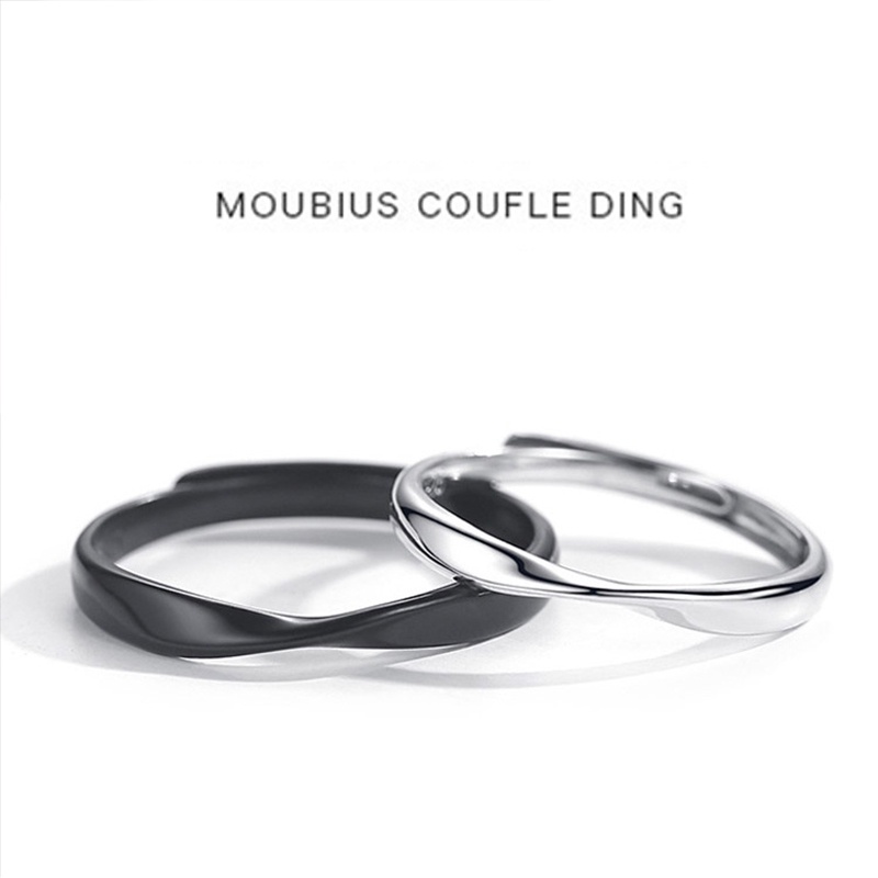 ชุดแหวนคู่รัก แบบเปิด ปรับได้ แฟชั่นคู่รัก มีสีดํา และสีขาว