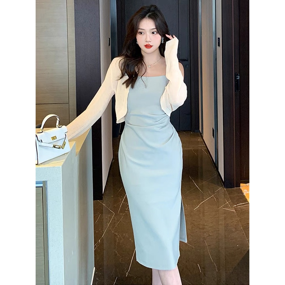 เดรสสายเดี่ยว สีชมพู ไปทะเล รัดรูป เกาะอก แขนกุด เปิดหลัง แฟชั่น ออกงานสาวอวบ ชุดราตรีชุดเดรสยาว เสื้อผ้าแฟชั่นผู้หญิง - รูปที่ 6