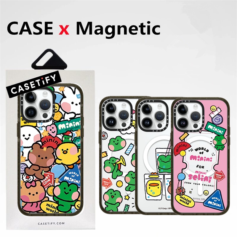 Casetifg Garden Minini สัตว์ชาร์จแม่เหล็กเคสโทรศัพท์พร้อมกล่องสําหรับ iPhone 16 11 12 13 14 15 Pro Max 16 Plus Clear กันกระแทกป้องกันปลอกซิลิโคน PC Hard อะคริลิคปกหลัง