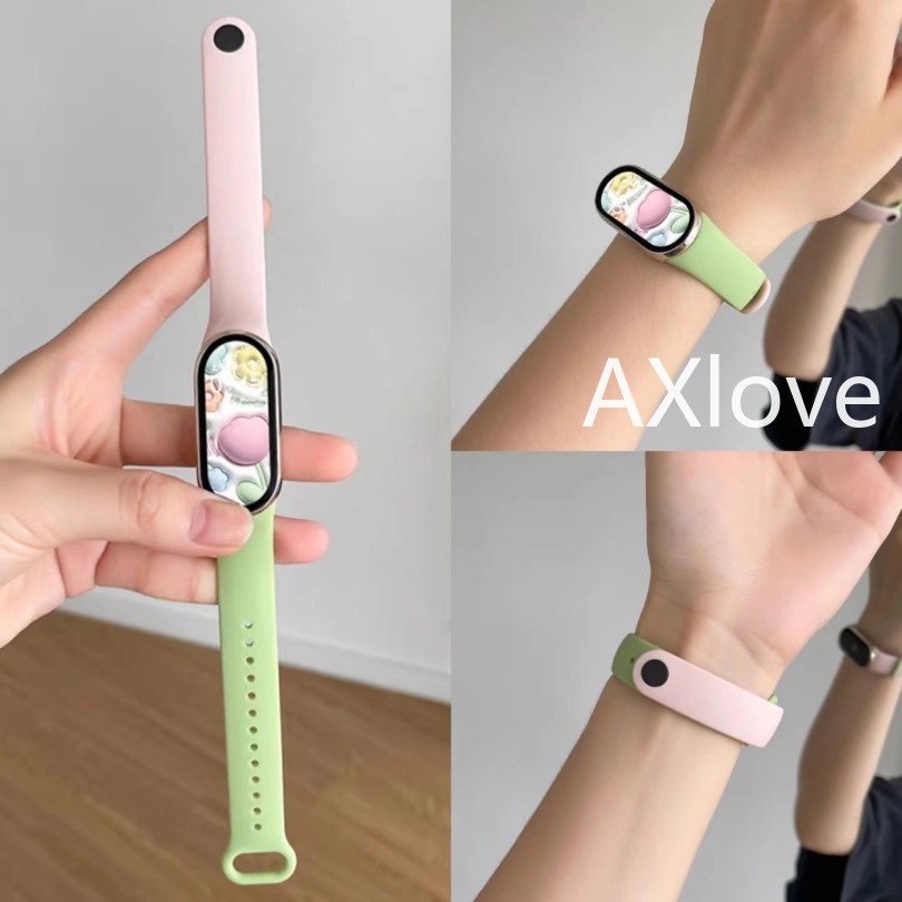 สายซิลิโคนสีคู่เหมาะสําหรับ Mi Band 10 9 8 Xiaomi 8 NFC สร้อยข้อมือกีฬาเข็มขัดเปลี่ยนสร้อยข้อมือ Smartwatch สายนาฬิกากันน้ํา