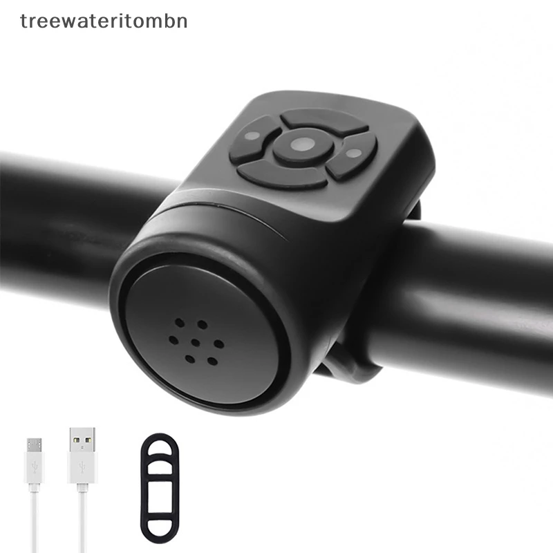 Tt แตรไฟฟ้าสีดํา ABS USB ชาร์จขี่จักรยานลําโพงแหวนอุปกรณ์จักรยาน Loud Handlebar Alarm แหวน mbn