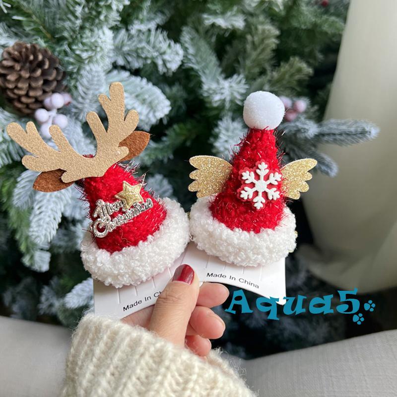 Aqq- กิ๊บติดผม ลายซานต้าครอส น่ารัก ขนาดเล็ก เครื่องประดับแฟชั่น สําหรับผู้หญิง