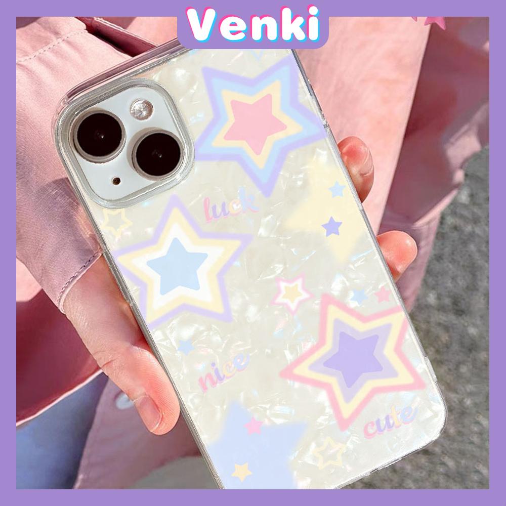 VENKI - เข้ากันได้สำหรับ เคสไอโฟน เคสไอโฟน11 สำหรับ iPhone 15 PRO MAX เคส iPhone เปลือกหอยทะเลหลากสีสัน โฮโลแกรมเลเซอร์ใสเคส TPU สีชมพูดาวสีม่วงเข้ากันได้กับ iPhone 15 Pro สูงสุด 14 13 12 XR XS สูงสุด 7 พลัส 8 พลัส