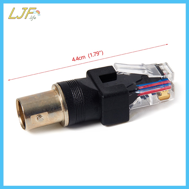 Ljf อะแดปเตอร์แจ็คเชื่อมต่อ BNC ตัวเมีย เป็น RJ45 ตัวผู้ 1 ชิ้น