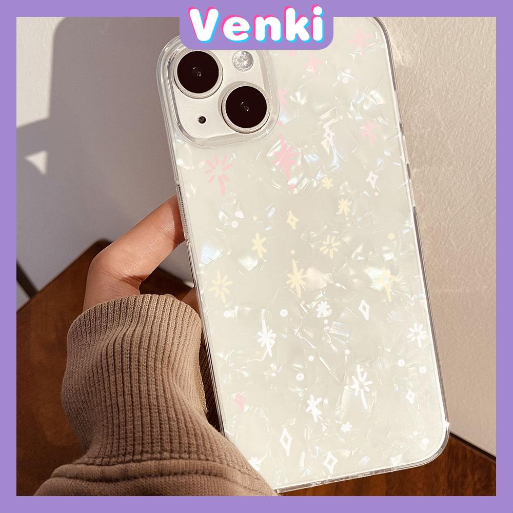 VENKI - เข้ากันได้สำหรับ เคสไอโฟน เคสไอโฟน11 สำหรับ iPhone 15 PRO MAX เคส iPhone เปลือกหอยทะเลหลากสีสัน โฮโลแกรมเลเซอร์ใสเคส TPU Shine Pink Star เข้ากันได้กับ iPhone 15 PRO MAX 14 PRO MAX 13 12 XR XS MAX 7 8 PLUS