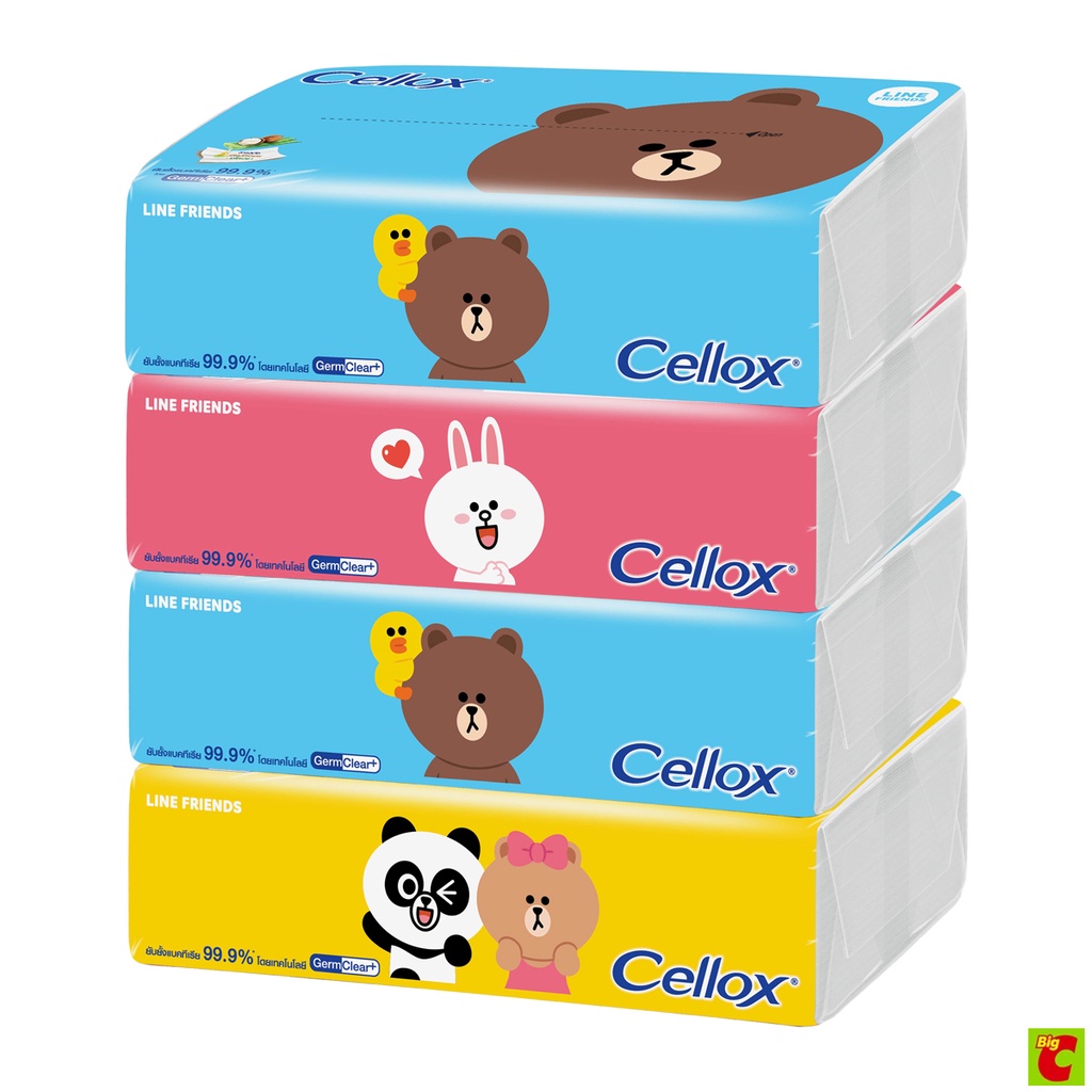 เซลล็อกซ์ ซอฟท์แพ็ค ไลน์เฟรนด์ กระดาษเช็ดหน้า 110 แผ่น แพ็ค 4 คละลาย