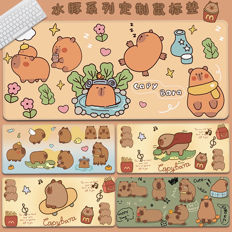 Capybara แผ่นรองเมาส์ คีย์บอร์ด คอมพิวเตอร์ น่ารัก สร้างสรรค์ สํานักงาน เรียน รองข้อมือ