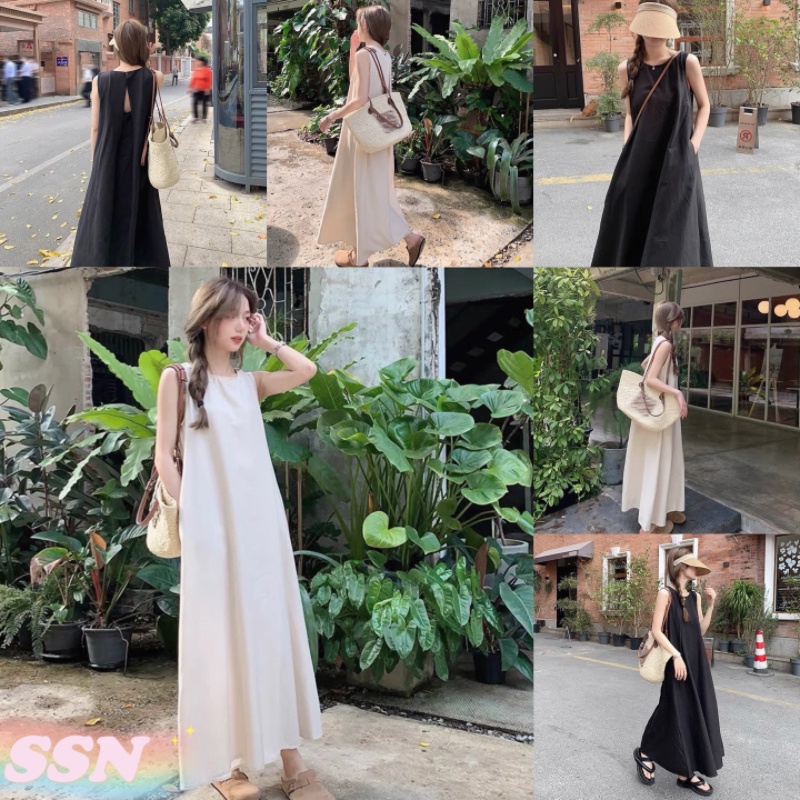 (จัดส่งจากประเทศไทย) ชุดเดรสยาวของผู้หญิงทันสมัย ชุดเดรสชายหาดยาวแขนกุดหลวมฤดูร้อน