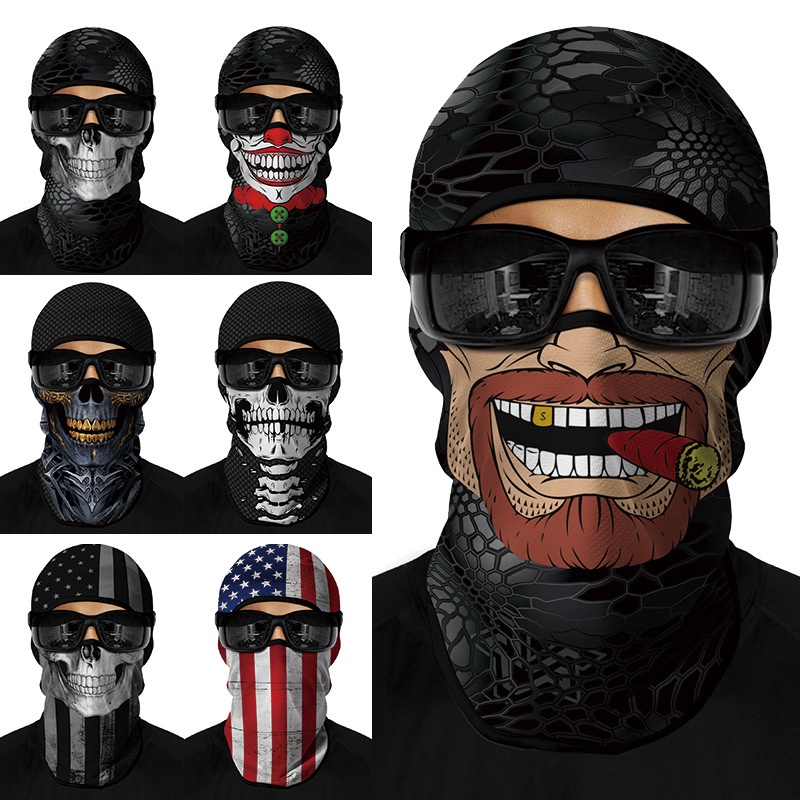 3d Series-Skull Full Face Headgear รถจักรยานยนต์ Anti-UV Mask Quick-dry Soft Breathable
