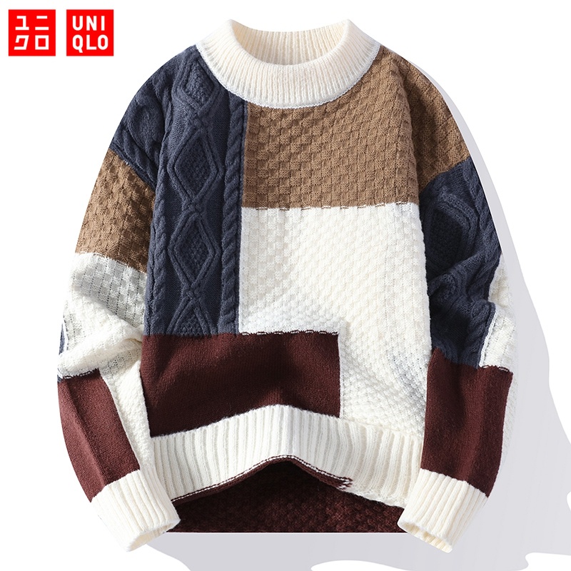 Uniqlo เสื้อกันหนาว แขนยาว ผ้าฝ้ายแท้ ทรงหลวม พลัสไซซ์ สําหรับผู้ชาย และผู้หญิง