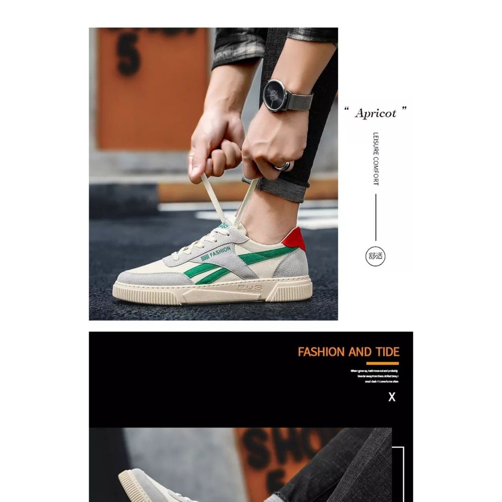fashion รองเท้าผ้าใบกีฬาผู้ชาย เทรนใหม่สไตล์เกาหลี ระบายอากาศได้ดี MVS009-159