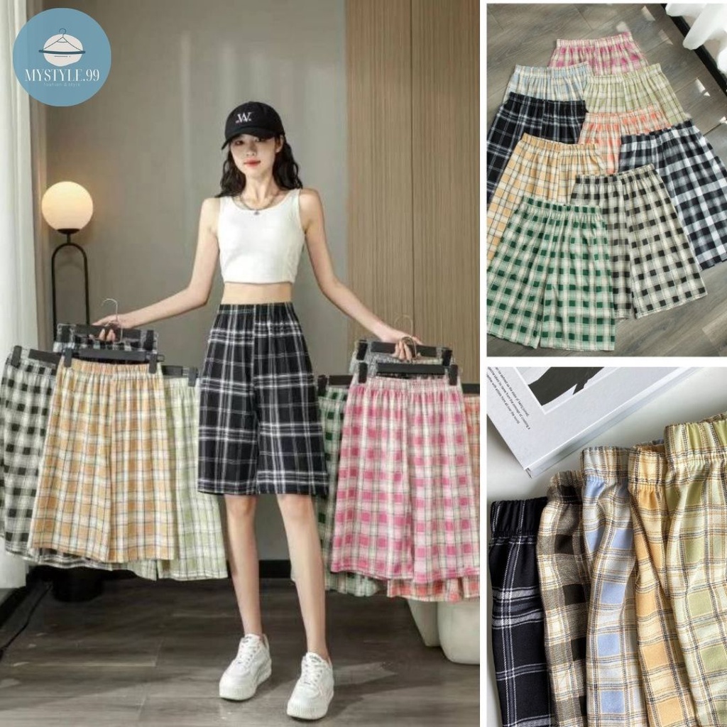 mystyle.99-กางเกงสก๊อตสั้น ผ้านิ่มยืด ใส่สบาย #350