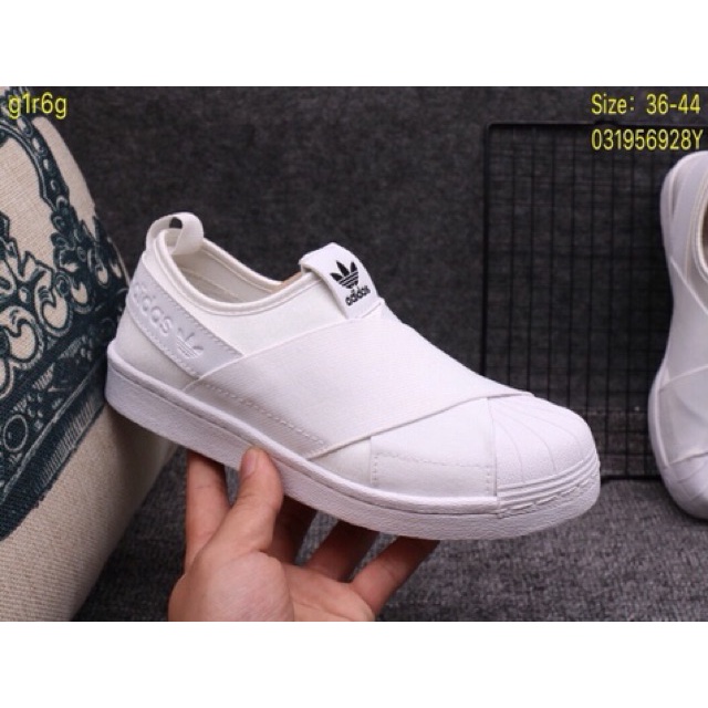 Adidas Superstar Slip-On Black White Slip On ผ้าใบผ้าใบ รองเท้า train