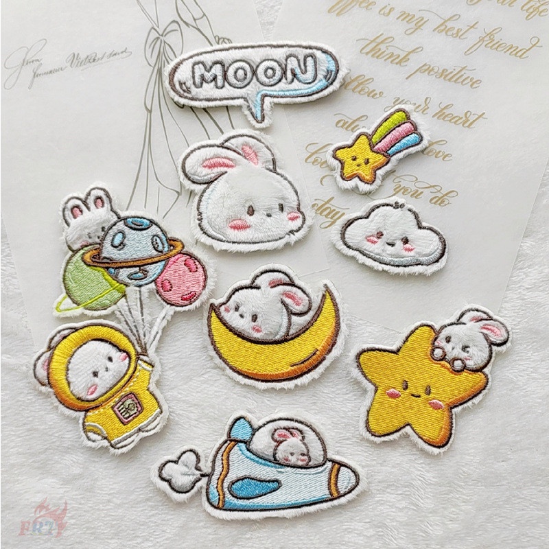 ✿ แผ่นสติกเกอร์ ลายกระต่าย มีกาวในตัว สําหรับติดตกแต่ง ✿ แผ่นแพทช์รีดติดเสื้อ ปักลาย DIY สําหรับตกแต่งเสื้อผ้า กระเป๋า 1 ชิ้น