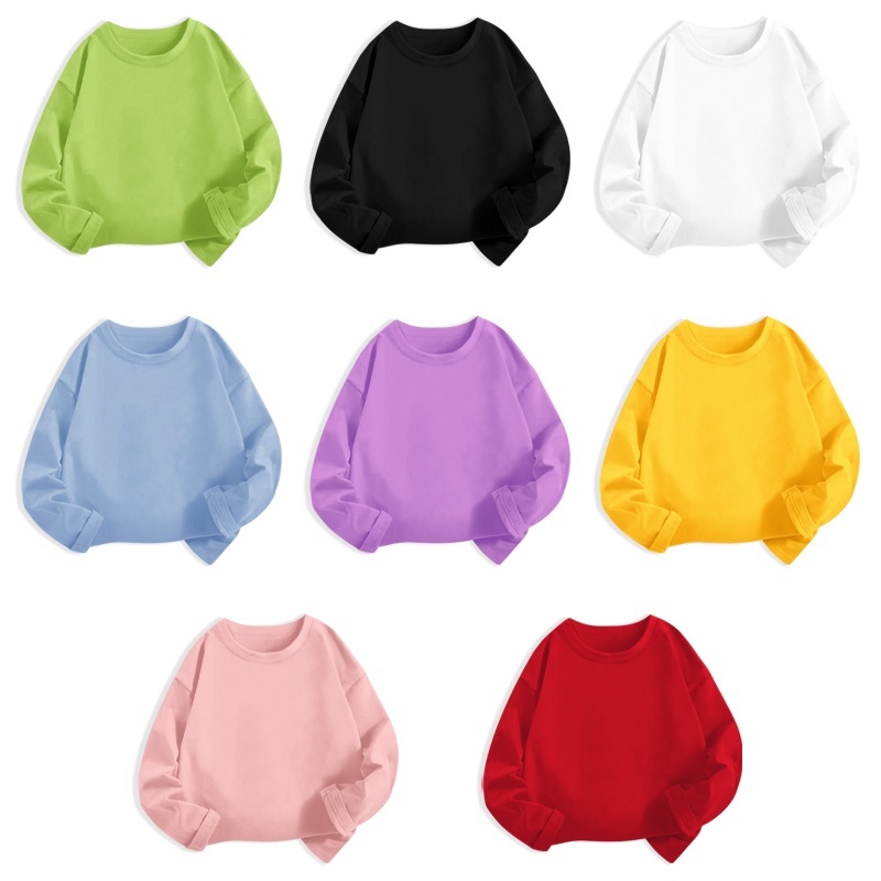 【เสื้อยืดเด็ก】เสื้อยืดคอกลม แขนยาว ใส่สบาย แฟชั่นสําหรับเด็กผู้ชาย และผู้หญิง (1-12 ปี) (8 สี)