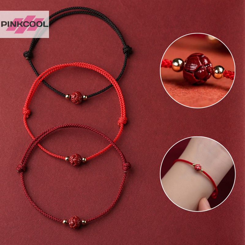 PINKCOOL ทิเบตพุทธ Lotus สร้อยข้อมือลูกปัด Handmade ปรับ Lucky ด้ายสีแดง Charm สร้อยข้อมือสําหรับผู้หญิงผู้ชายเครื่องประดับคู่ HOT
