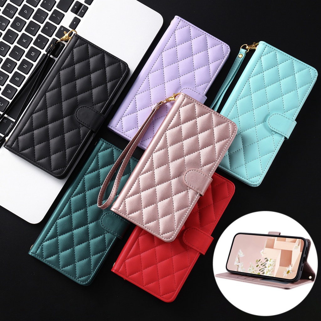 เคส Case for iPhone 7 8 Plus SE 2020 2022 SE2 SE3 X XR XS 11 Pro Max เคสโทรศัพท์หนังฝาพับพร้อมช่องใส่บัตรสําหรับ Flip Cover Leather Wallet With Card Slots Hand Strap Lanyard ซองมือถือ