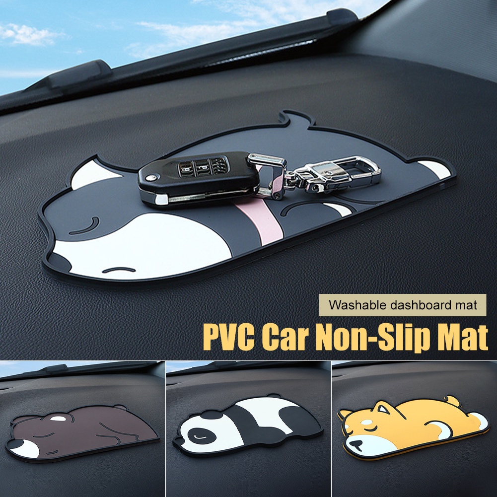 การ์ตูน ซิลิโคน แผ่นกันลื่น PVC สําหรับโทรศัพท์ในรถ พร้อมที่นอนและคีย์การ์ด