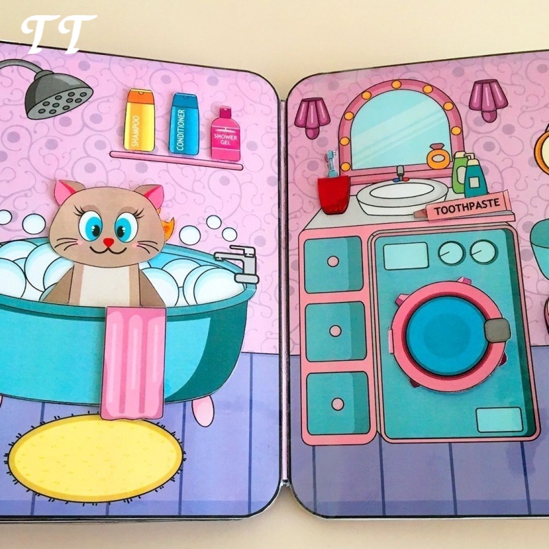 [TT] ของเล่นเด็ก บ้านตุ๊กตาทำมือ รูปสัตว์เล็ก ของเล่นทำเอง หนังสือเงียบน่าสนใจ เหมาะสำหรับเด็กอายุ 2-6 ขวบ