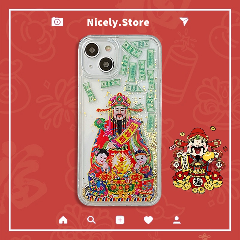 แฟชั่น God of Wealth Rich Wishes Dollar Golden Quicksandเคสโทรศัพท์เข้ากันได้สําหรับiPhone 16 17 15 