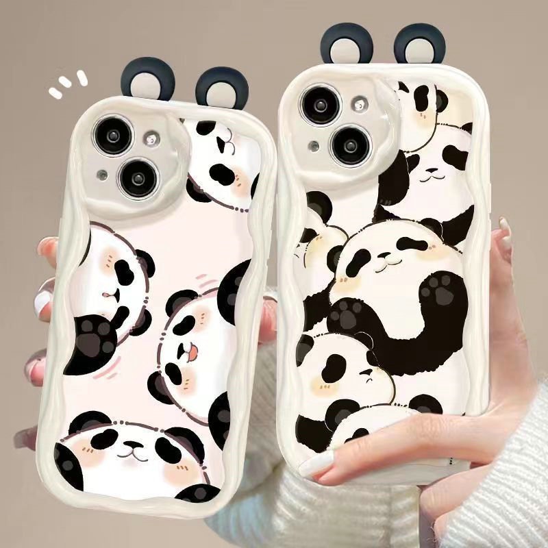 NY| เคส สำหรับ Xiaomi Redmi 8 8A Pro Note 7 8 9 9S 10 11 12 10S 11S Pro Max 12S Soft Water Ripple Cute Diy Panda Ear Case Cover