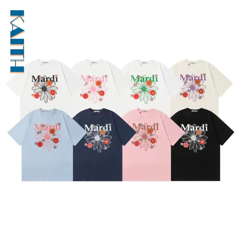 #T38 เสื้อยืดคอกลม แขนสั้น พิมพ์ลายโลโก้กราฟฟิคตัวอักษร ดอกไม้ ขนาดใหญ่ สีสันสดใส สไตล์เกาหลี วินเทจ เป็นที่นิยม เหมาะกับทุกเพศ ทุกวัย