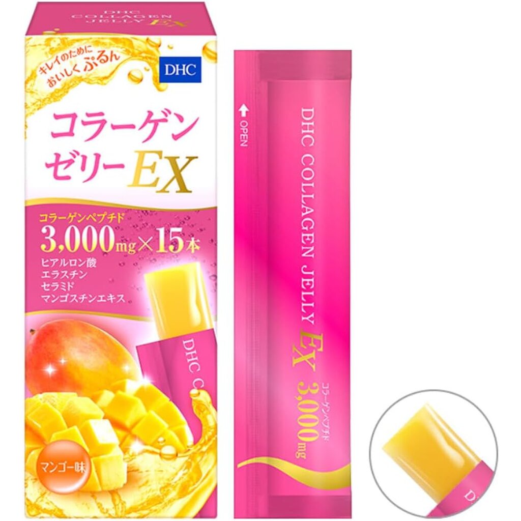 DHC Collagen Jelly EX 15 แท่ง 15 วัน รสมะม่วง คอลลาเจนรูปแบบเจลลี่ 3,000 mg ต่อแท่ง