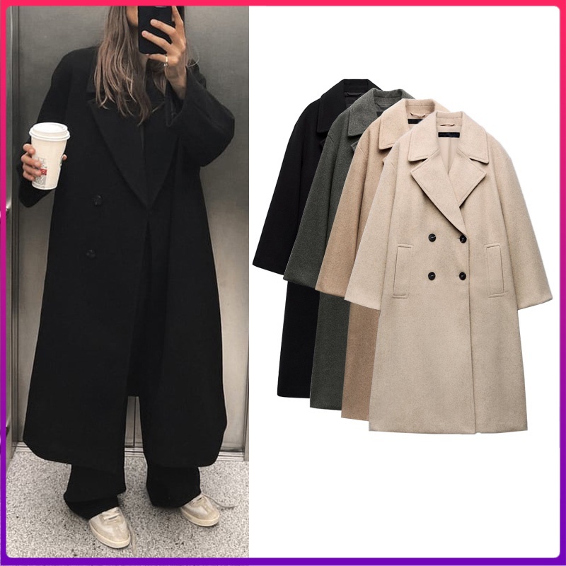 ฤดูใบไม้ร่วงฤดูหนาวรูปแบบใหม่แขนยาวทําด้วยผ้าขนสัตว์เสื้อโค้ทหลวมนุ่ม3046269 3046271