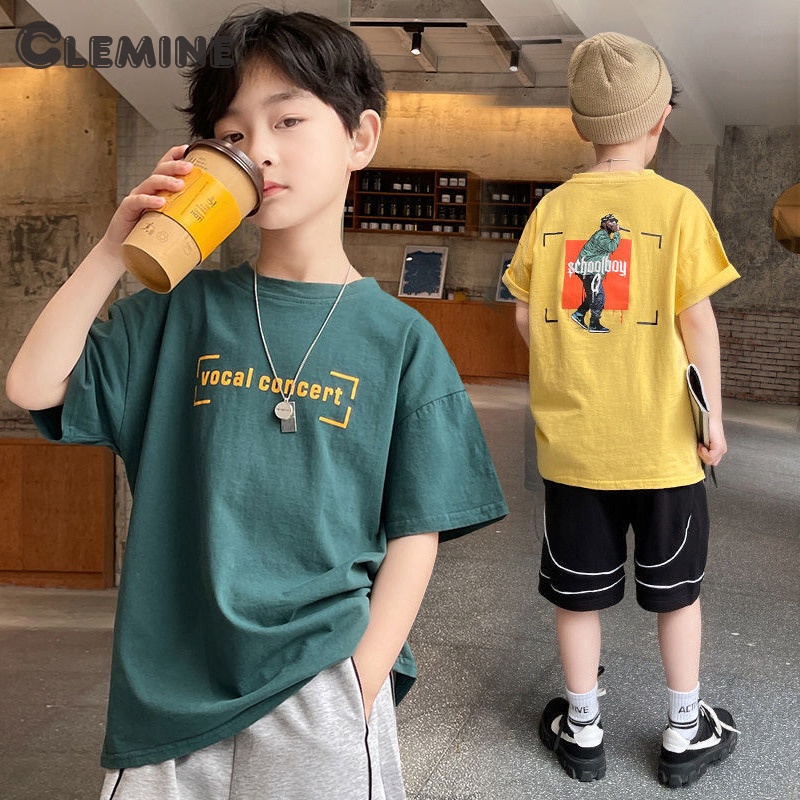 Clemineเสื้อยืดแขนสั้น ผ้าฝ้ายแท้ แฟชั่นฤดูร้อน สําหรับเด็ก