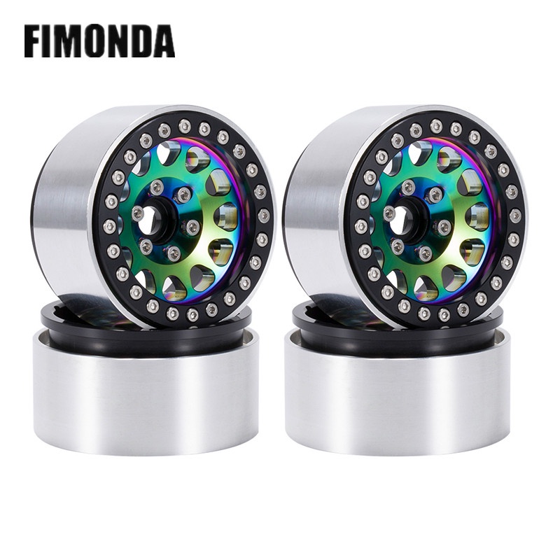 ขอบล้ออลูมิเนียม 1.9 นิ้ว สีรุ้ง สําหรับรถไต่หินบังคับ SCX10 TRX4 TRX6 VS4-10 Gen8 MST CFX SCX10 Pro