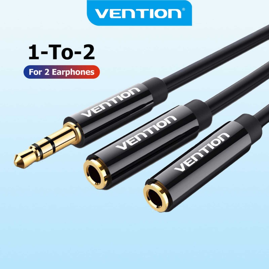 Vention ตัวแยกเสียง 3.5 มม. ตัวผู้ เป็น 2 ตัวเมีย 3.5 มม. สาย AUX แบ่งปันเสียง