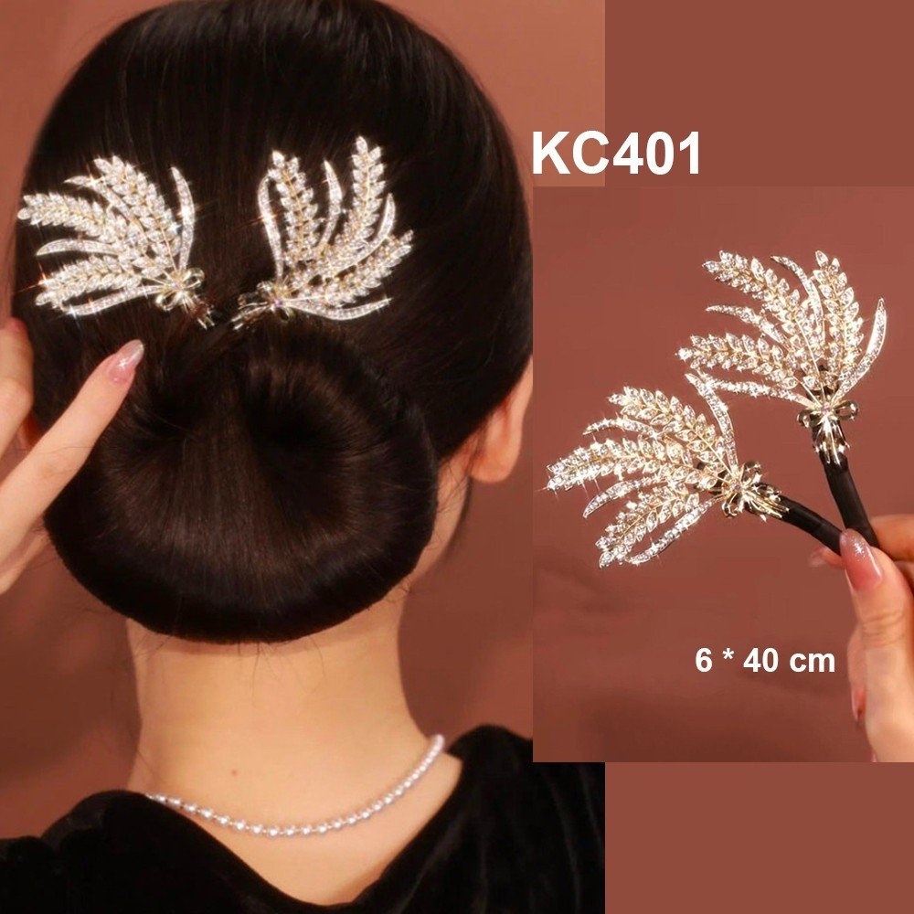 เครื่องม้วนผม ประดับขนนก พลอยเทียม ระดับไฮเอนด์ สไตล์เกาหลี สวยหรู สําหรับผู้หญิง