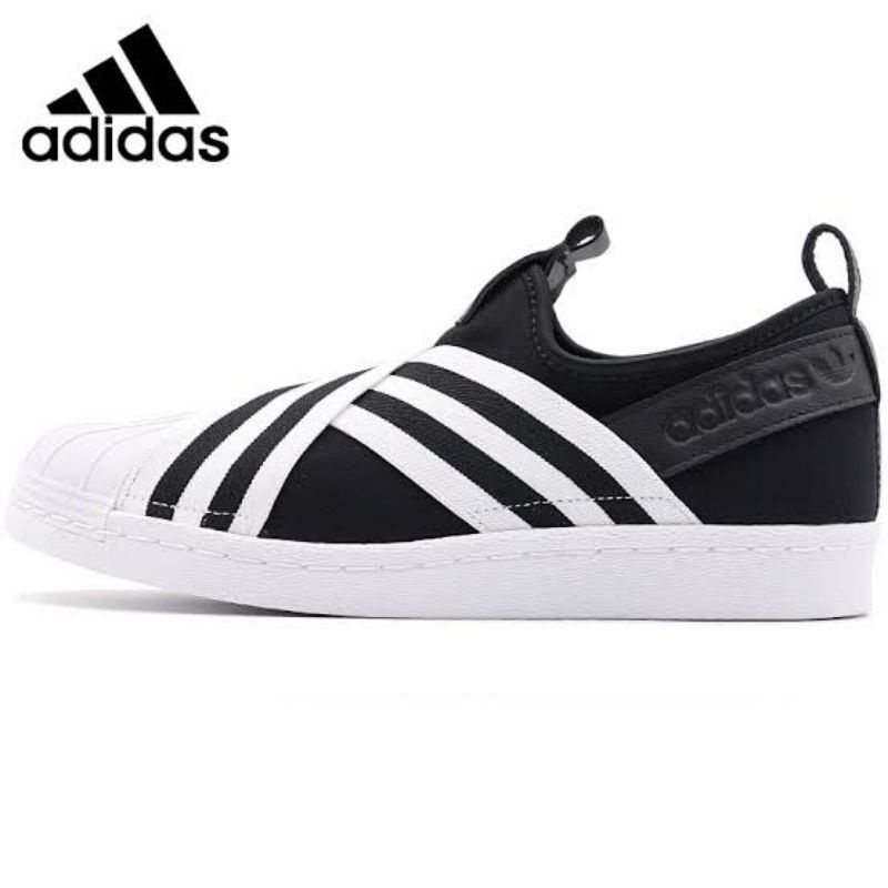 Adidas ORIGINALS พร้อมส่ง รองเท้าผ้าใบ อาดิดาส Superstar Slip On ผู้หญิง สีดำ ขาว Black White Sneak