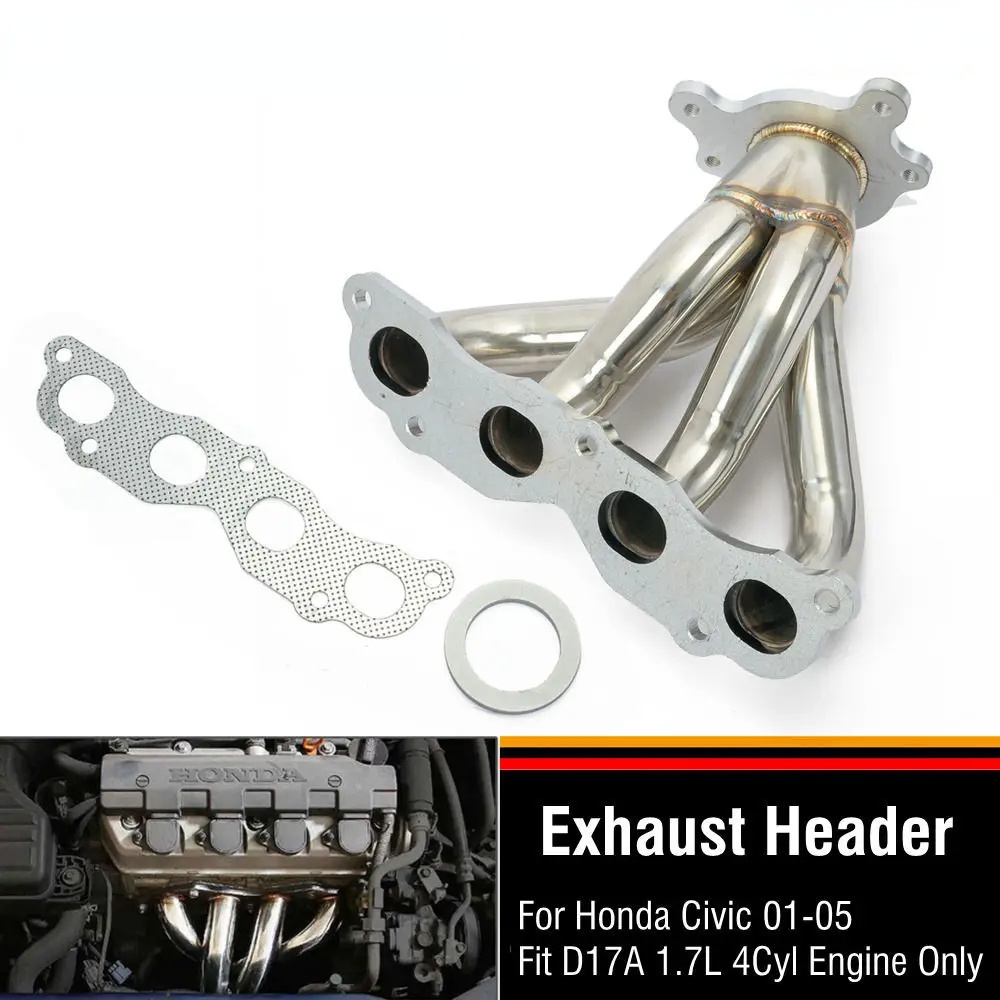สแตนเลสการแข่งขัน Manifold Header สําหรับ Honda Civic EX 2001-2005 1.7L SOHC D17A2 ระบบไอเสีย
