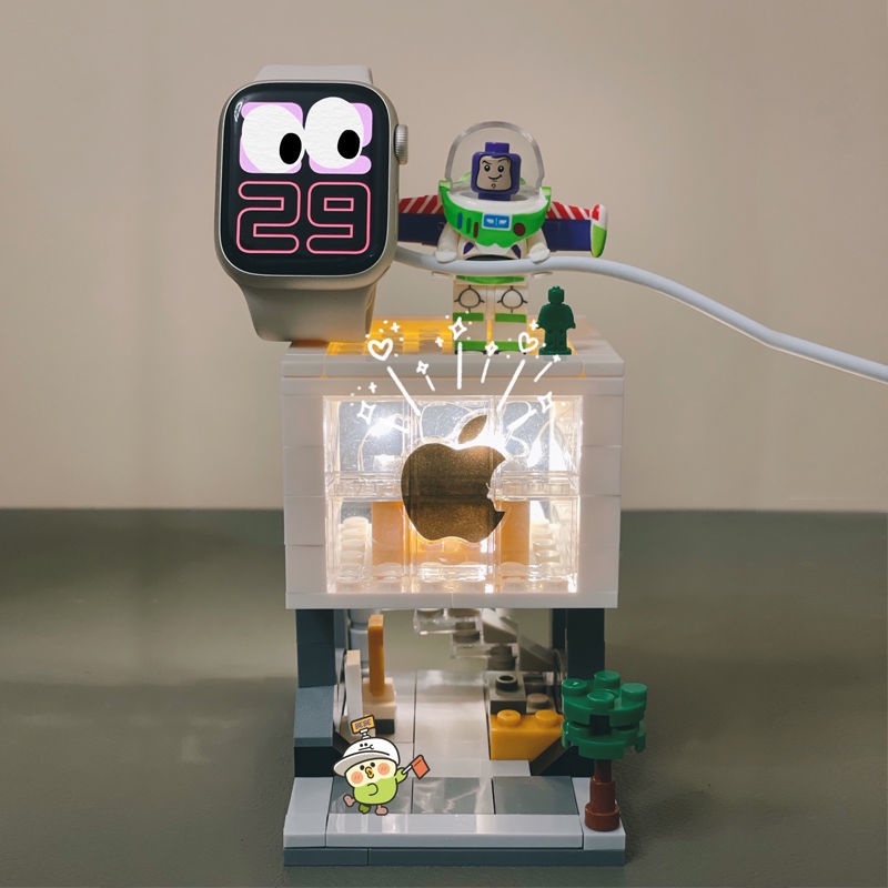 ♞ใช้งานร่วมกับ Lego applewatch แท่นชาร์จ iwatch นาฬิกา Apple Store Building Block Assembly สำหรับเด