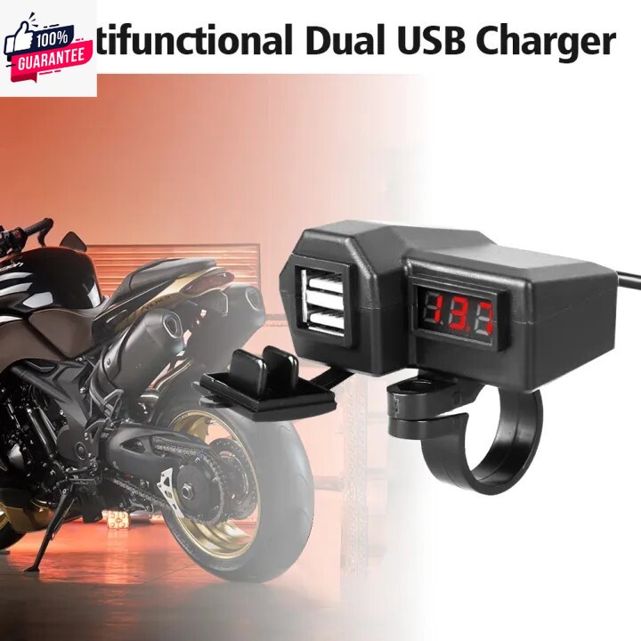 ที่ชาร์จ usb ติดมอเตอร์ไซค์ Motorcycle charger ติดมอเตอร์ไซค์ USB Charger 3.1A USB charger Voltmeter for motorcycle 10-2