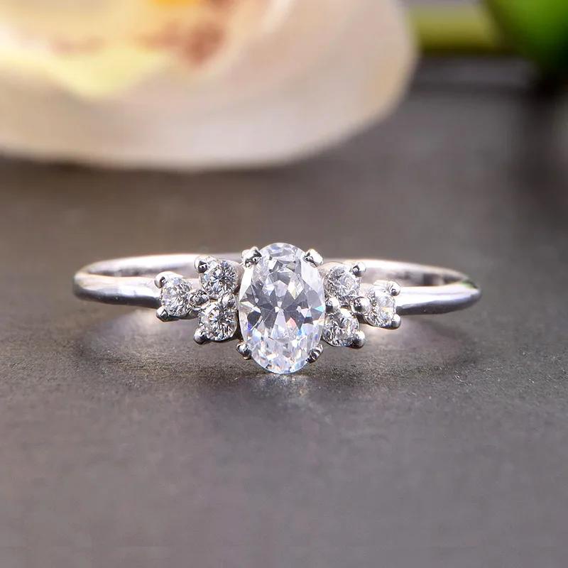 แฟชั่น 925 เงินสเตอร์ลิง Elegant Lady รูปไข่ Zirconia แหวนสําหรับหมั้นพิธี Timeless เครื่องประดับสําหรับงานแต่งงานแฟชั่นนิ้วมืออุปกรณ์เสริม ราคา ถูกที่สุด ดีลบีเคเค แกลเลอรีภาพที่ 2