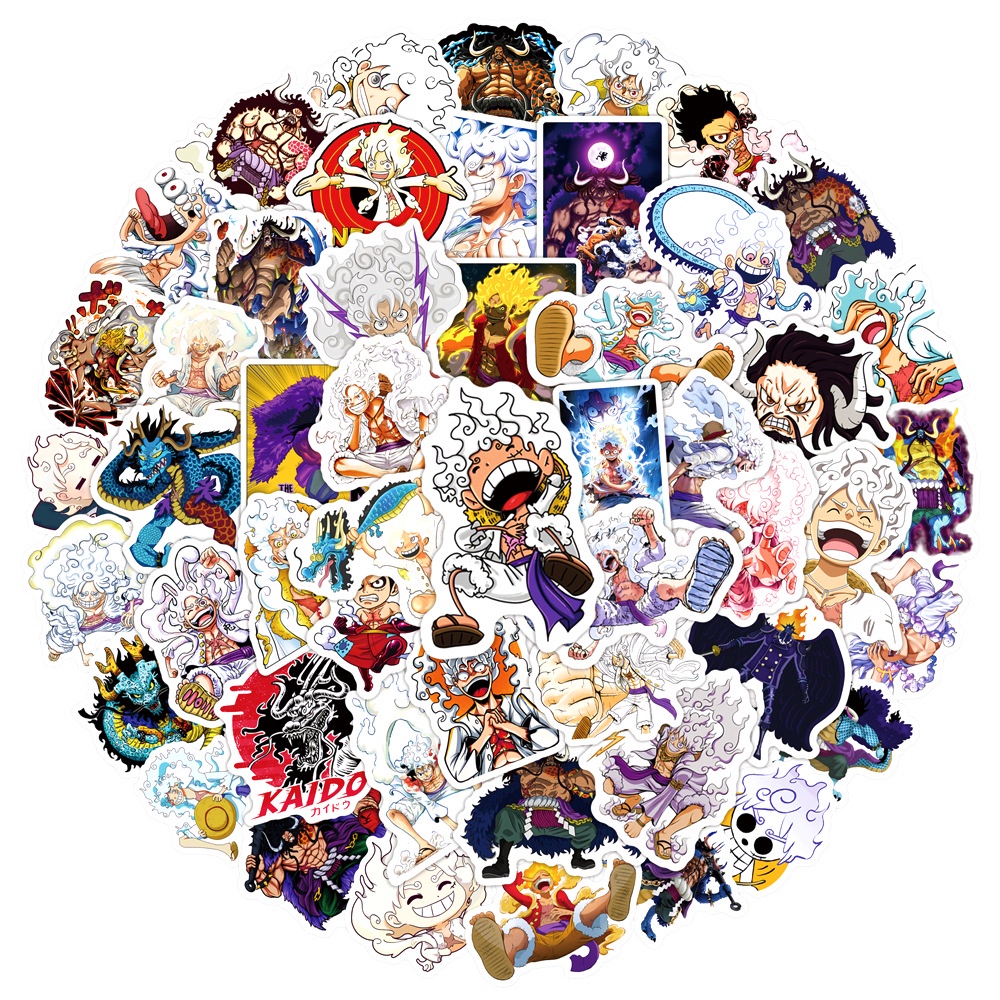 ใหม่ สติกเกอร์ ลายกราฟฟิตี้ ONEPIECE Gear 5 Luffy กันน้ํา สําหรับติดตกแต่งหมวกกันน็อค จักรยาน 50 ชิ้น