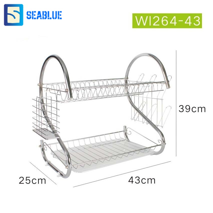 SEABLUES-ชั้นวางจาน 2ชั้น 43x25x39 ซม.วางช้อนส้อม ที่คว่ำจาน  ตะแกรงระบายน้ำ ชั้นวางของในครัว  ME-K1