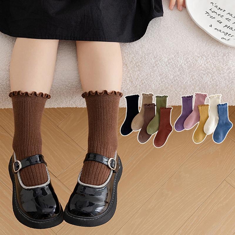 ถุงเท้าผ้าฝ้ายนุ่ม ระบายอากาศ ใส่สบาย สําหรับเด็กผู้หญิง 1-3 ปี