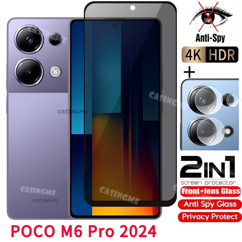 ฟิล์มกระจกนิรภัยกันรอยหน้าจอ ป้องกันการแอบมอง สําหรับ Poco M6 Pro 2024 Poco M6Pro M6 PocoM6 Pro Poco