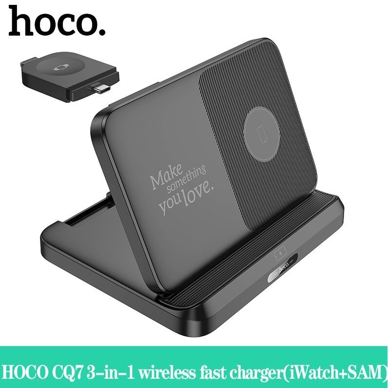 HOCO CQ7 3 ใน 1 เครื่องชาร์จไร้สาย 15W Qi Wireless Fast Charger พับได้แบบพกพาแท่นชาร์จไร้สายที่ชาร์จสำหรับเดินทางเข้ากันได้กับโทรศัพท์หูฟัง i * Watch Samsung Galaxy Watch แท่นชาร์จไร้สาย