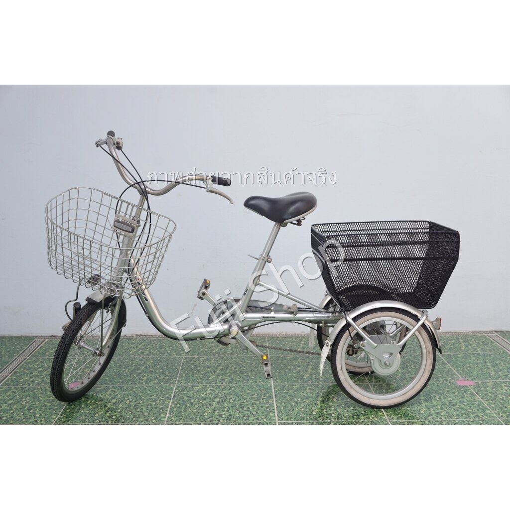 จักรยานสามล้อญี่ปุ่น - ล้อ 18 / 16 นิ้ว - มีเกียร์ - อลูมิเนียม - Bridgestone - สีเงิน [จักรยานมือสอง]