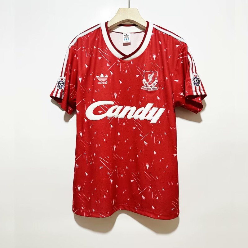 เสื้อกีฬาแขนสั้น ลายทีมชาติฟุตบอล Liverpool 1989-91 Liverpool ชุดเหย้า สไตล์วินเทจ แห้งเร็ว สําหรับผู้ชาย ไซซ์ S-XXL