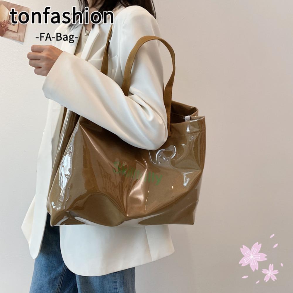 Tonfashion กระเป๋าผ้าแคนวาสใต้วงแขน กระเป๋าสะพายไหล่ PVC ใส เป็นมิตรกับสิ่งแวดล้อม กันน้ํา แบบพกพา นํากลับมาใช้ใหม่ได้ สําหรับผู้หญิง