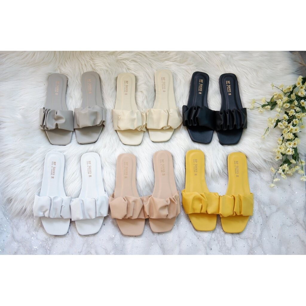 ไชร36-42-รหัสBP011-004รองเท้าแตะสวมรันย่น5สี-Wrinkle