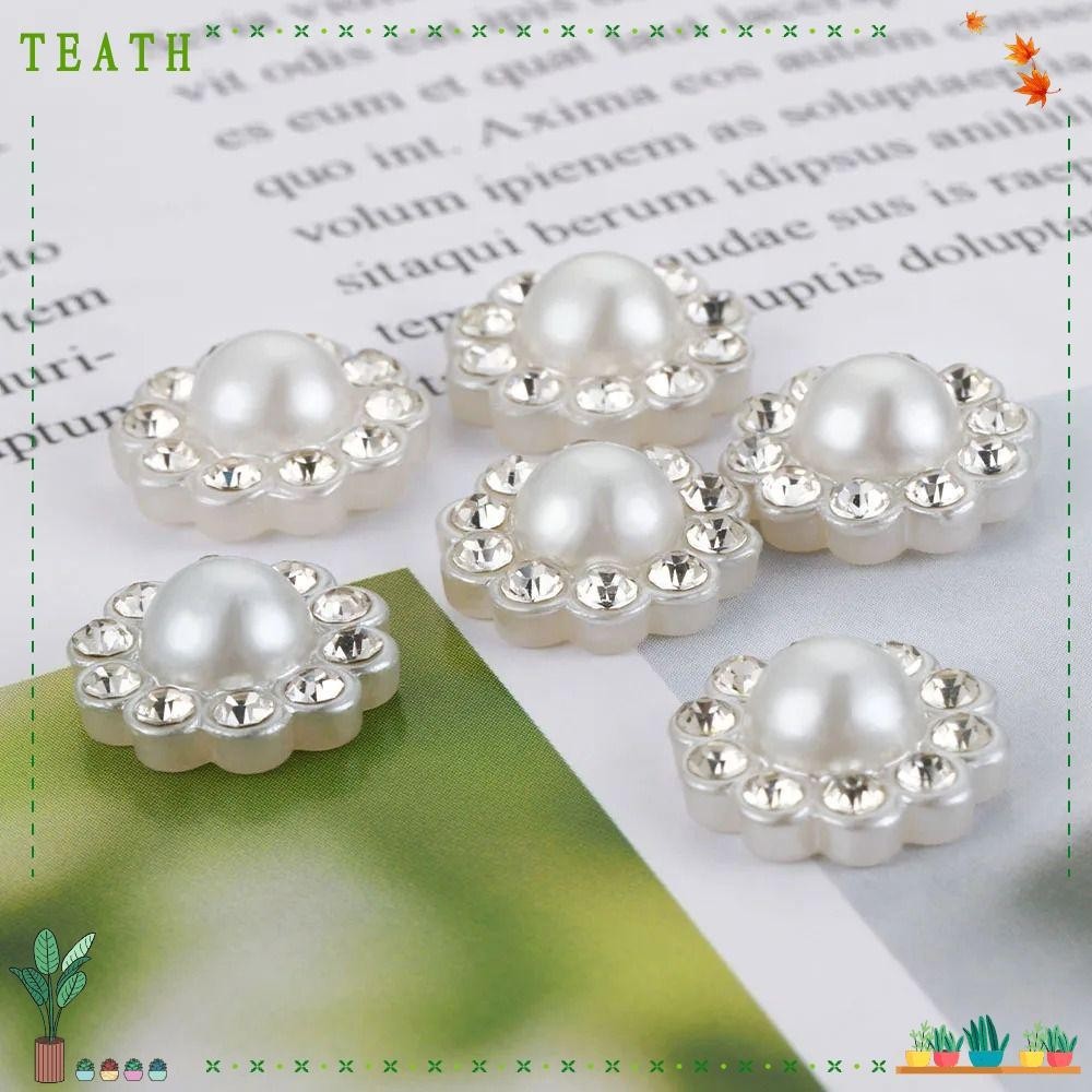 Teath กระดุมมุกเรซิ่น ทรงกลม แบน 12 14 มม. 50 ชิ้น ต่อล็อต DIY